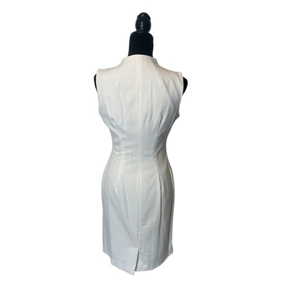 Calvin Klein Cream Zipper Detail Sleeveless Sheath Dress Size 6 - Picture 4 of 16